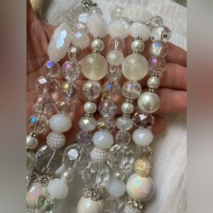 Crystals Glass‎ Beads and Rhinestones Multi Strands Necklace Sparkly